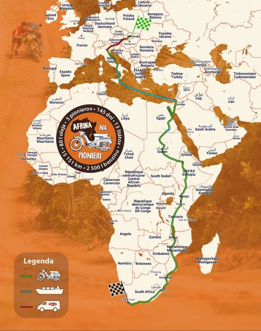 Mapa trasy- Afrika na pionieri